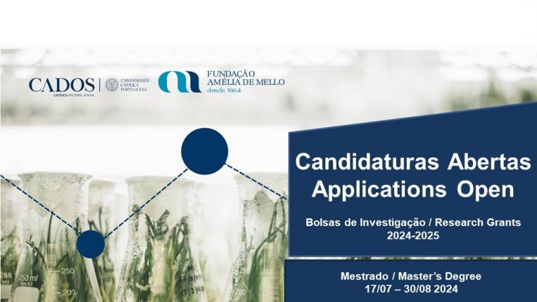 Cartaz Concurso Bolsas CADOS Fundação Amélia de Mello | Mestrado 2024-2025